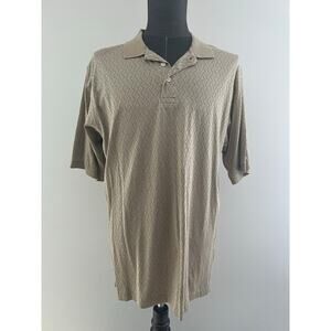 Lands' End Vintage Polo Shirt Gold Geometric Design Size Large SG